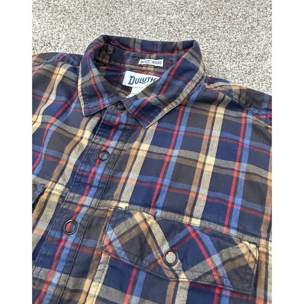 Duluth Trading Co Shirt Mens Large Button Up Plaid Standard Fit Untucked